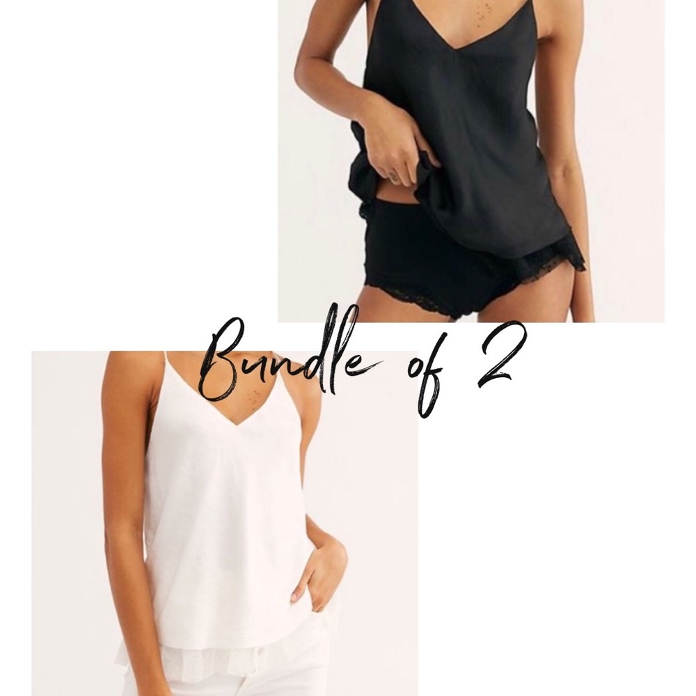 free people one love cami bundle of two tops white & black